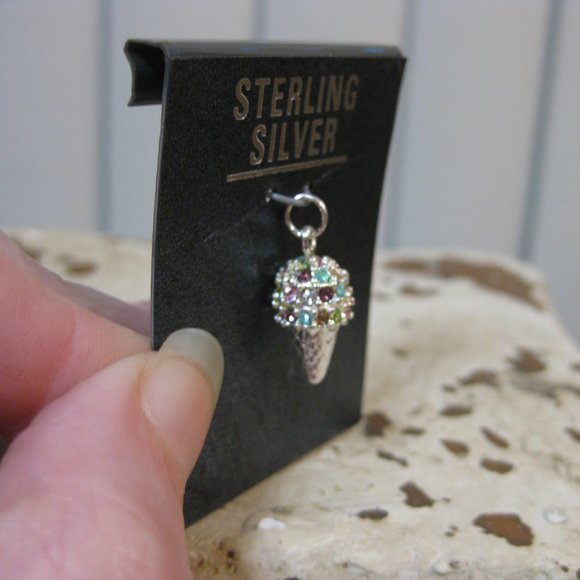 NWT sterling silver ice cream cone charm pendant ornament - Picture 4 of 6